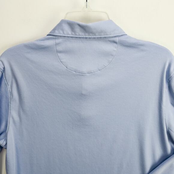 UNTUCKit Men’s Medium Long Sleeve Polo Regular Fit Shirt Light Blue Damaschino - Picture 7 of 12